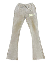 Load image into Gallery viewer, Cream Acid Wash Puffer Print Stack Joggers
