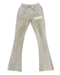 Cream Acid Wash Puffer Print Stack Joggers