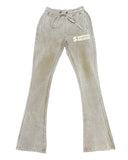 Cream Acid Wash Puffer Print Stack Joggers