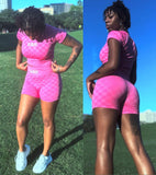 Checkered Crop Short Set