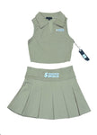 Slim Fit Crop Top Pleated Mini Skirt Set