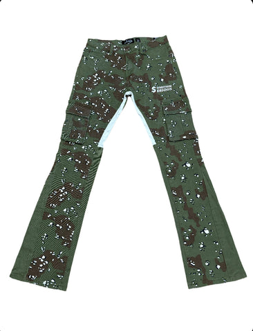 Army Camo Stacked Flare Jeans