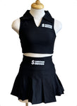Slim Fit Crop Top Pleated Mini Skirt Set