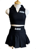 Slim Fit Crop Top Pleated Mini Skirt Set