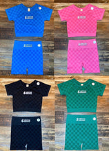Load image into Gallery viewer, Checkered Crop Short Set
