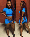 Checkered Crop Short Set